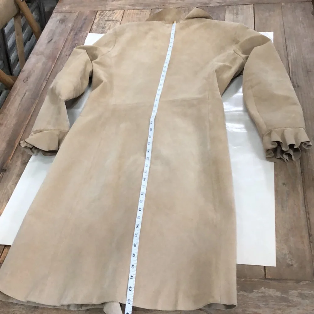 Boston proper size 12 camel color leather long coat - Picture 11 of 15